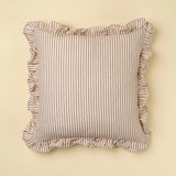 Ruffle Thin Stripe Pillow, Brown 20x20