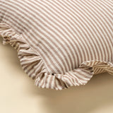 Ruffle Thin Stripe Pillow, Brown 20x20