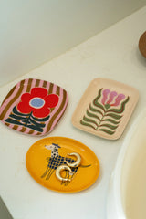 Poppy Pattern Decorative Enameled Tray