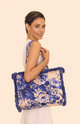 Tote bags China Blue Blooms Fringed Box