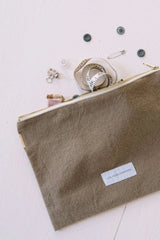 Large Pouch in Organic Lime Green Cotton Canvas