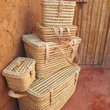 Palm Tree & Leather Basket Elegance