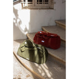 Small Caper Green Cotton Velvet Pouch