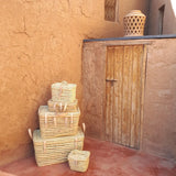 Palm Tree & Leather Basket Elegance