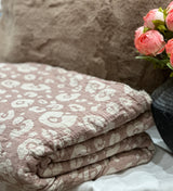 Fleece Lined Throw - Vintage - Java (Pink)