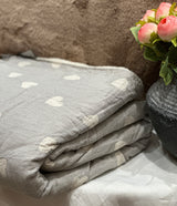 Fleece Lined Throw - Have A Heart -Grey