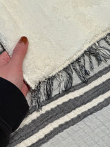 Fleece Lined Throw - Crinkle - Charcoal Stripe