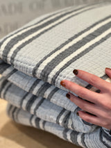 Fleece Lined Throw - Crinkle - Charcoal Stripe