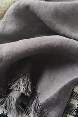 Linen Throw with Fringes Natural Washed