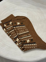 Alpaca Socks - Print - Caramel