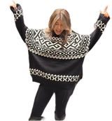 Fair Isle Knit Sweater Black