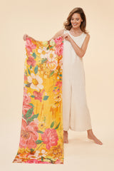 FLORAL MUSTARD LINEN SCARF