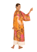 Kimono Gown - Oriental Crane - Ochre