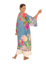 Kimono Gown - Floral Study - Denim Blue