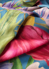 Kimono Gown - Floral Study - Denim Blue