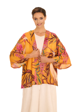 Kimono Jacket - Oriental Crane - Ochre Yellow