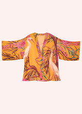 Kimono Jacket - Oriental Crane - Ochre Yellow