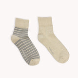 Striped-Solid Pima Socks - Pack of 2 (Honey)