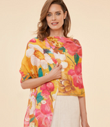 FLORAL MUSTARD LINEN SCARF