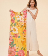 FLORAL MUSTARD LINEN SCARF