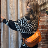 Fair Isle Knit Sweater Color Chestnut