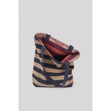 Striped Tote Bag in Recycled Beige and Gray Fibers