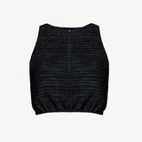 Crinkle Keyhole Tank Top Black