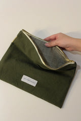 Large Pouch in Organic Lime Green Cotton Canvas