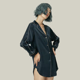 Boyfriend Silk Shirt - Navy