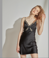 Silk black Lace with butterfly