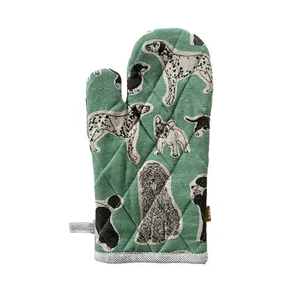 Oven Glove Dog Print - Aqua Storm