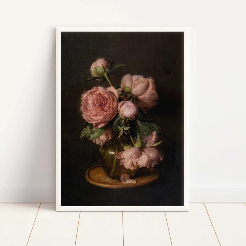 Moody Peonies Vintage 8x10" with Frame