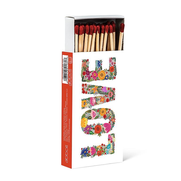 Floral LOVE Matches. 45 Sticks.