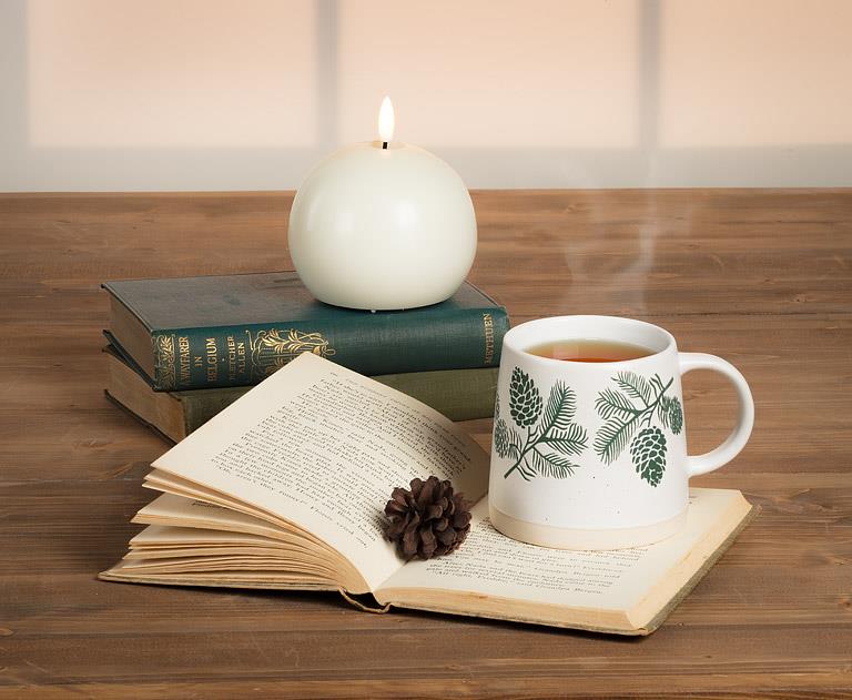 Wide Base Mug with Pinecones