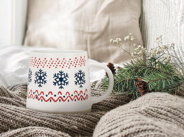 Wide Base Mug with Nordic Pattern