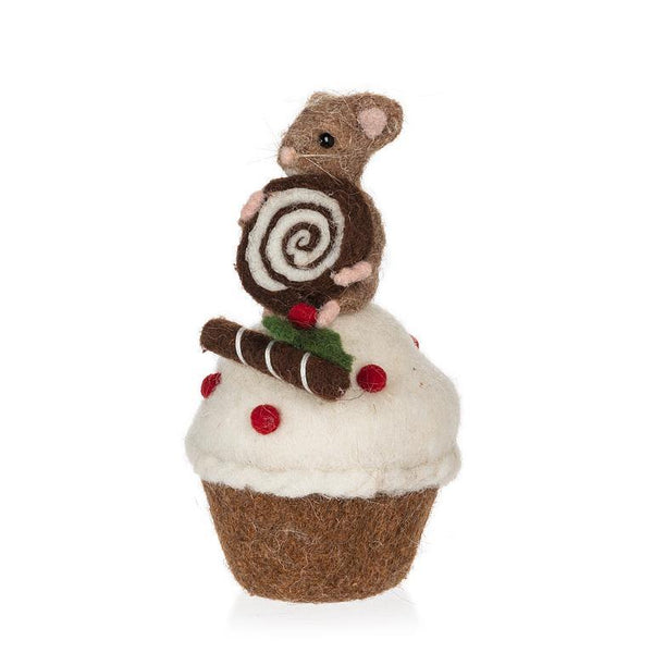 Mouse with Christmas Cupcake