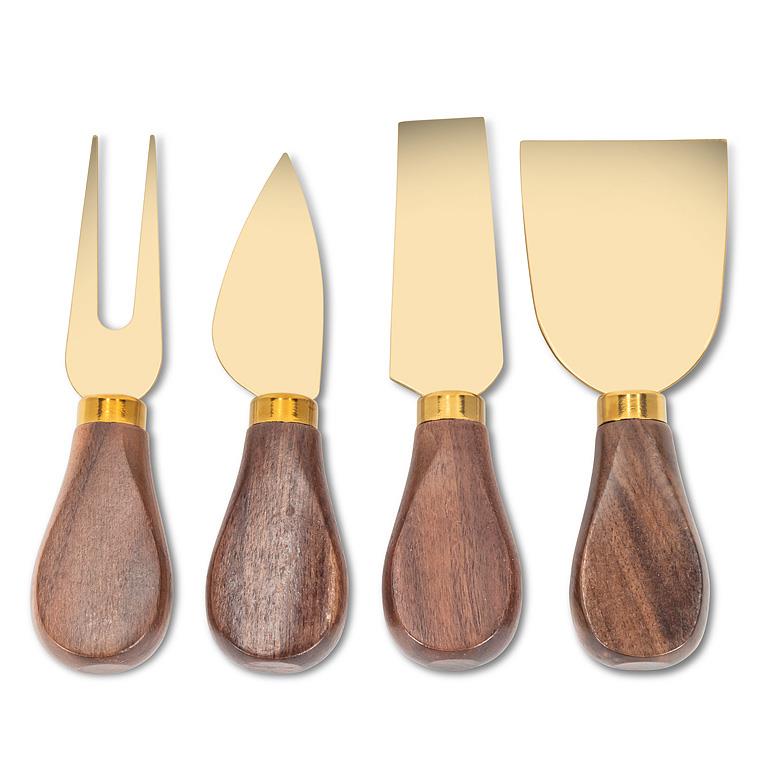 Walnut Handled Cheese Knives. Set of 4