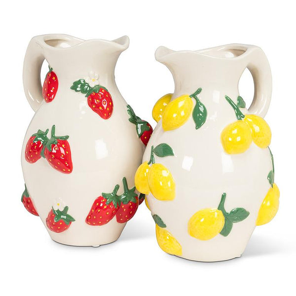 Lg Jug w/Strawberries-10"H