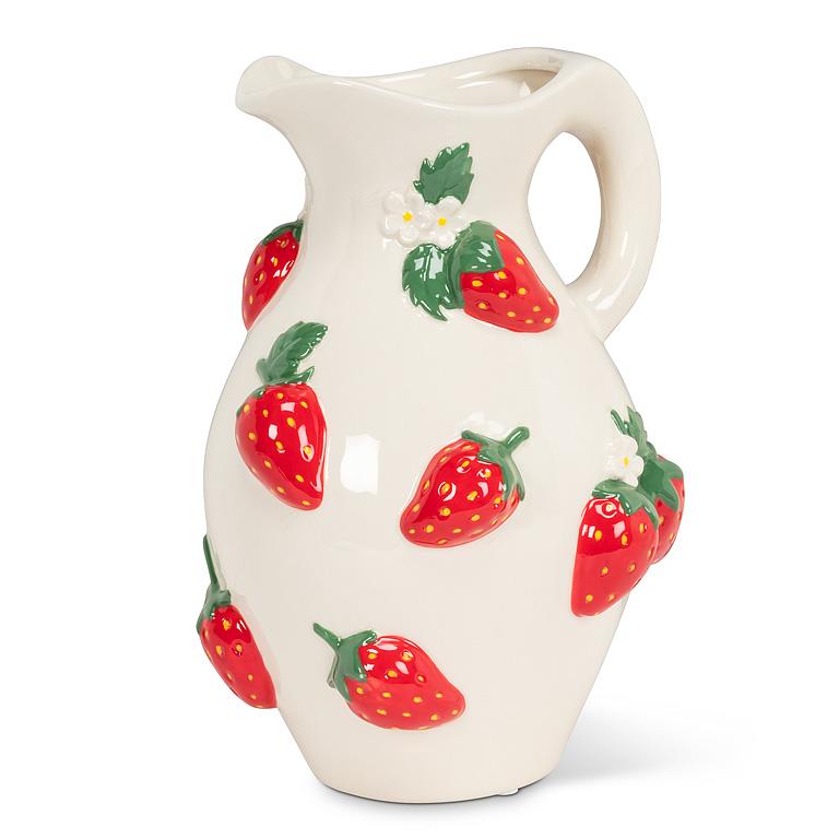 Lg Jug w/Strawberries-10"H