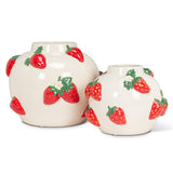 Large Round Vase with Strawberries