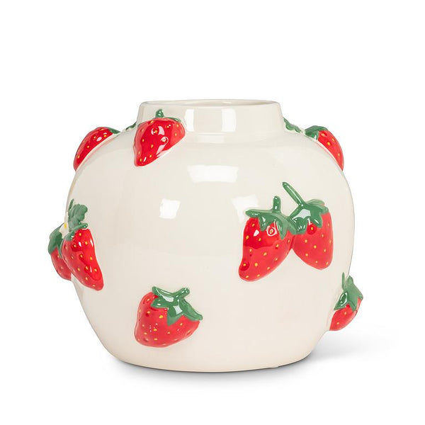 Large Round Vase with Strawberries