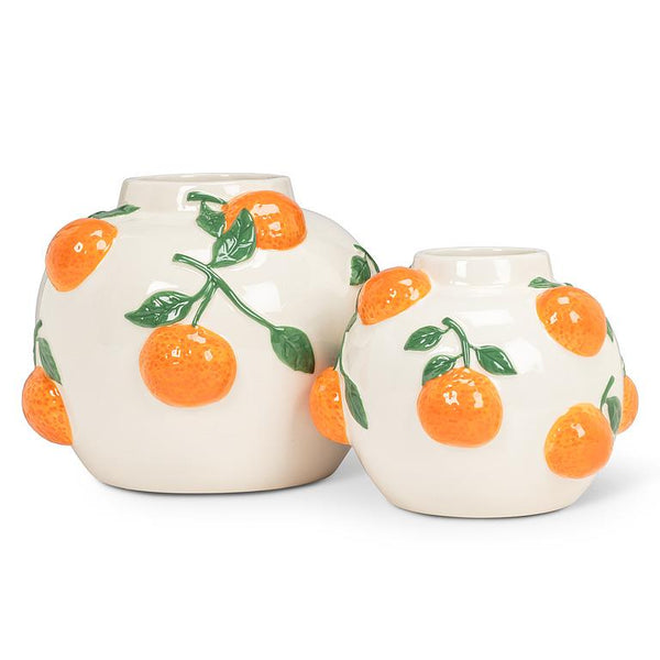 Large Round Vase with Oranges