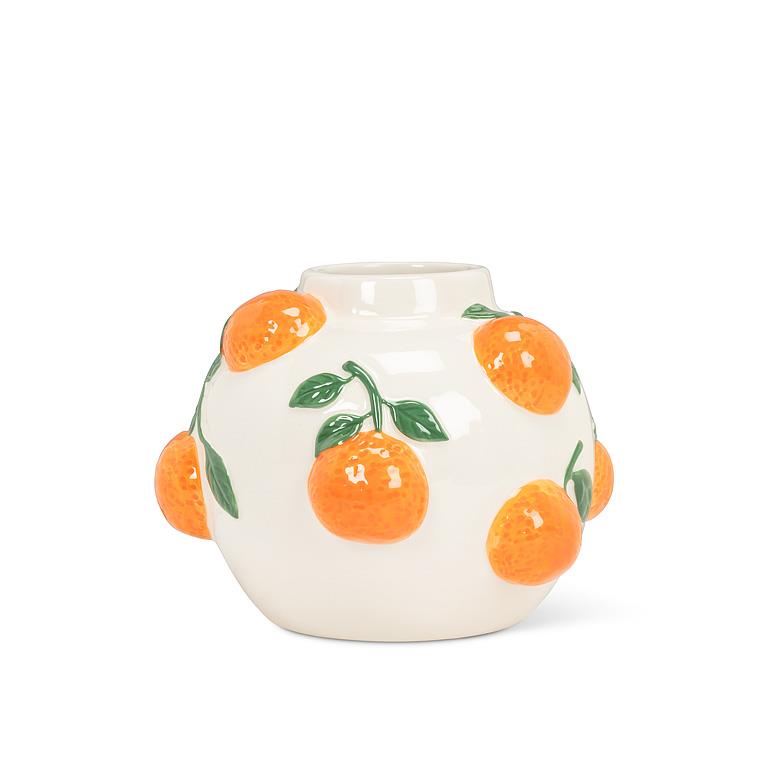 Sm Rnd Vase w/Oranges-5"H