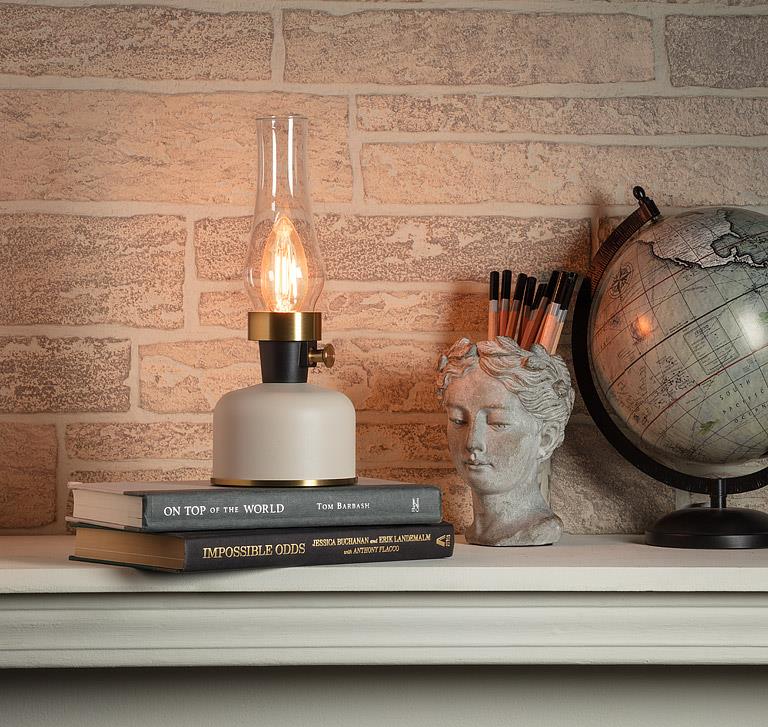 LED Lantern Lamp with Chimney Ivory