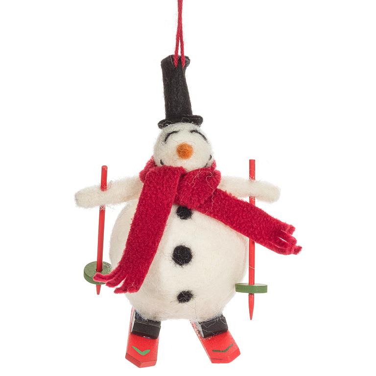 Skiing Snowman Ornament