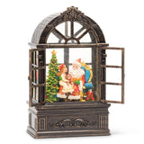 Santa & Child in Glitter LED Lantern w/Window