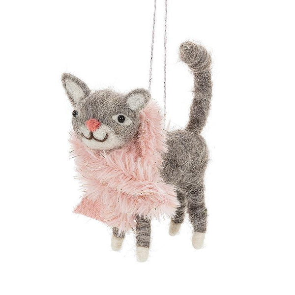 Standing Cat w/Scarf Ornament