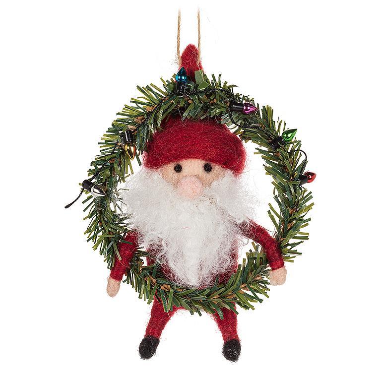 Santa in Wreath Ornament 5"H