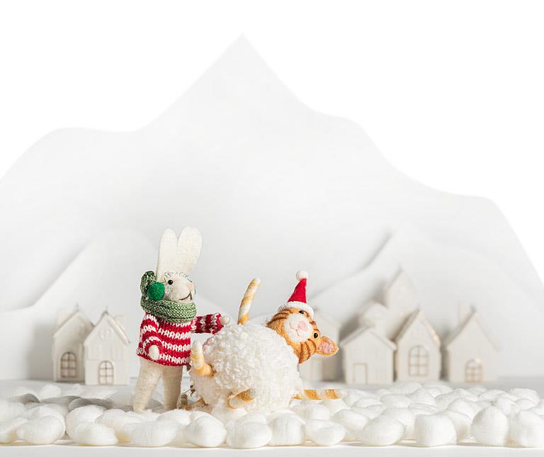 Cat with Hat in Snowball Ornament