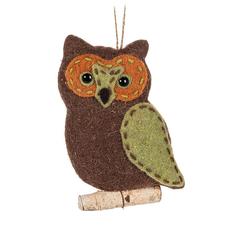 Fall Owl on Twig Ornament